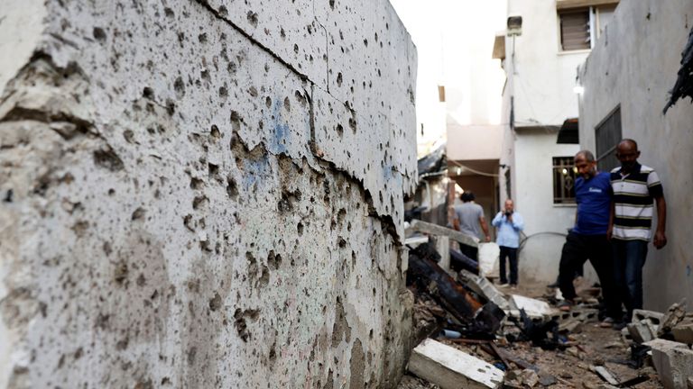 Site of a drone strike in Nur Shams refugee camp in Tulkarm.
Pic: Reuters

