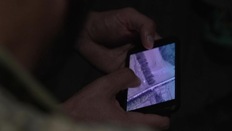 The Ukrainian soldiers watching their mortar strikes via drone footage