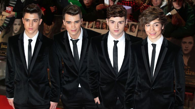 Jaymi Hensley (second from right) with X Factor boyband Union J. Pic: PA