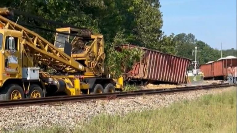 Train derailment causes road closure