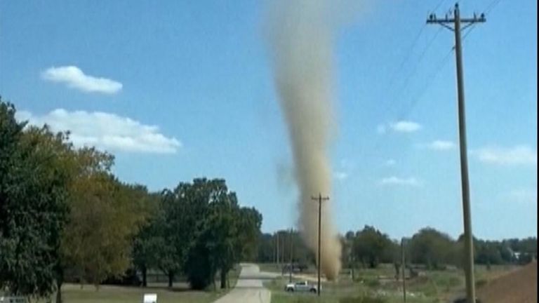 Dust devil seen stretching up to sky