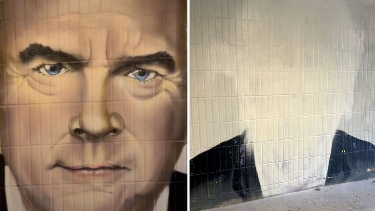 A Huw Edwards mural in his home village of Llangennech has been removed after he pleaded guilty to three counts of making indecent images of children