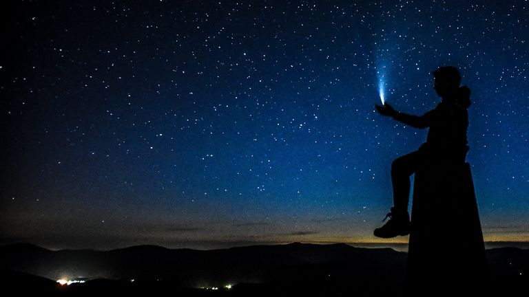 Comet Neowise on the summit of Foel Fadian, Dylife Powys. Pic: Dafydd Wyn Morgan/Cambrian Mountains Initiative