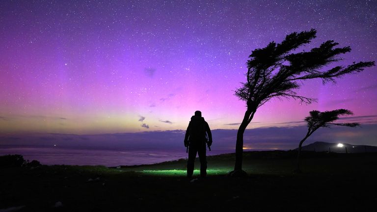 The northern lights from Enlli in Wales. Pic: Dafydd Wyn Morgan/Cambrian Mountains Initiative