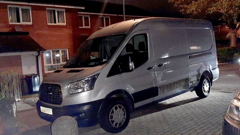 The silver Ford Transit Cargo found abandoned in Highlands Walk.
Pic: PA