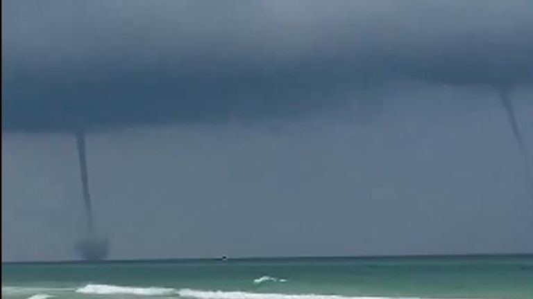 Florida: Rare double waterspout spotted off Panama City Beach coast ...