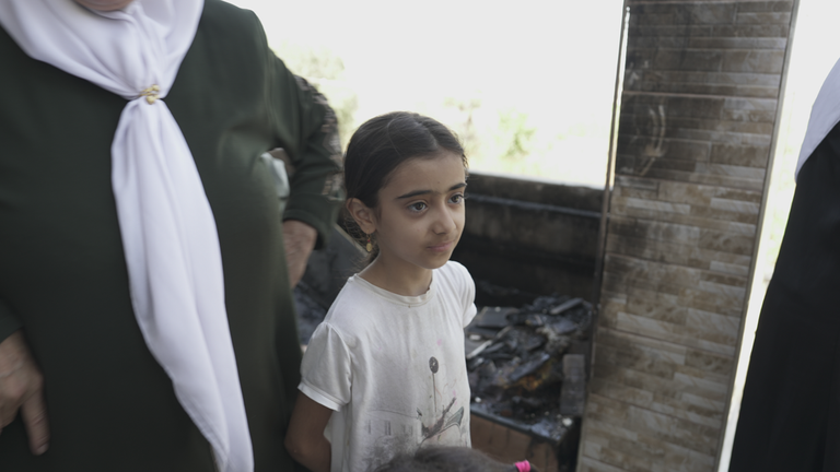 Eight-year-old Dima Arman, whose family home was attacked by settlers