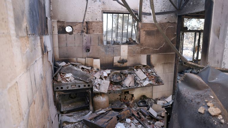 A view from a burned out house, following the wildfire in Halandri suburb in Athens.
Pic: Reuters