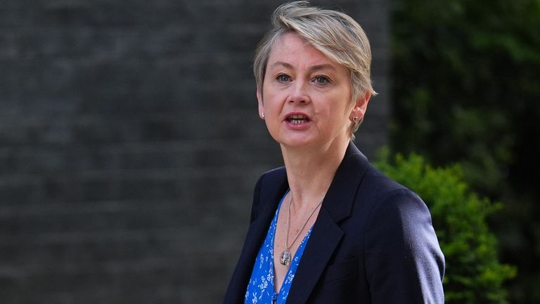 Yvette Cooper arrives at Downing Street.
Pic: PA