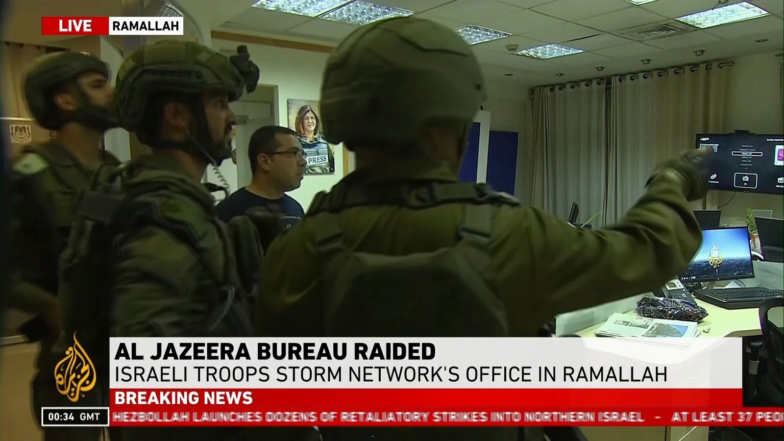 Israeli forces shut down Al Jazeera office in 'new aggression against