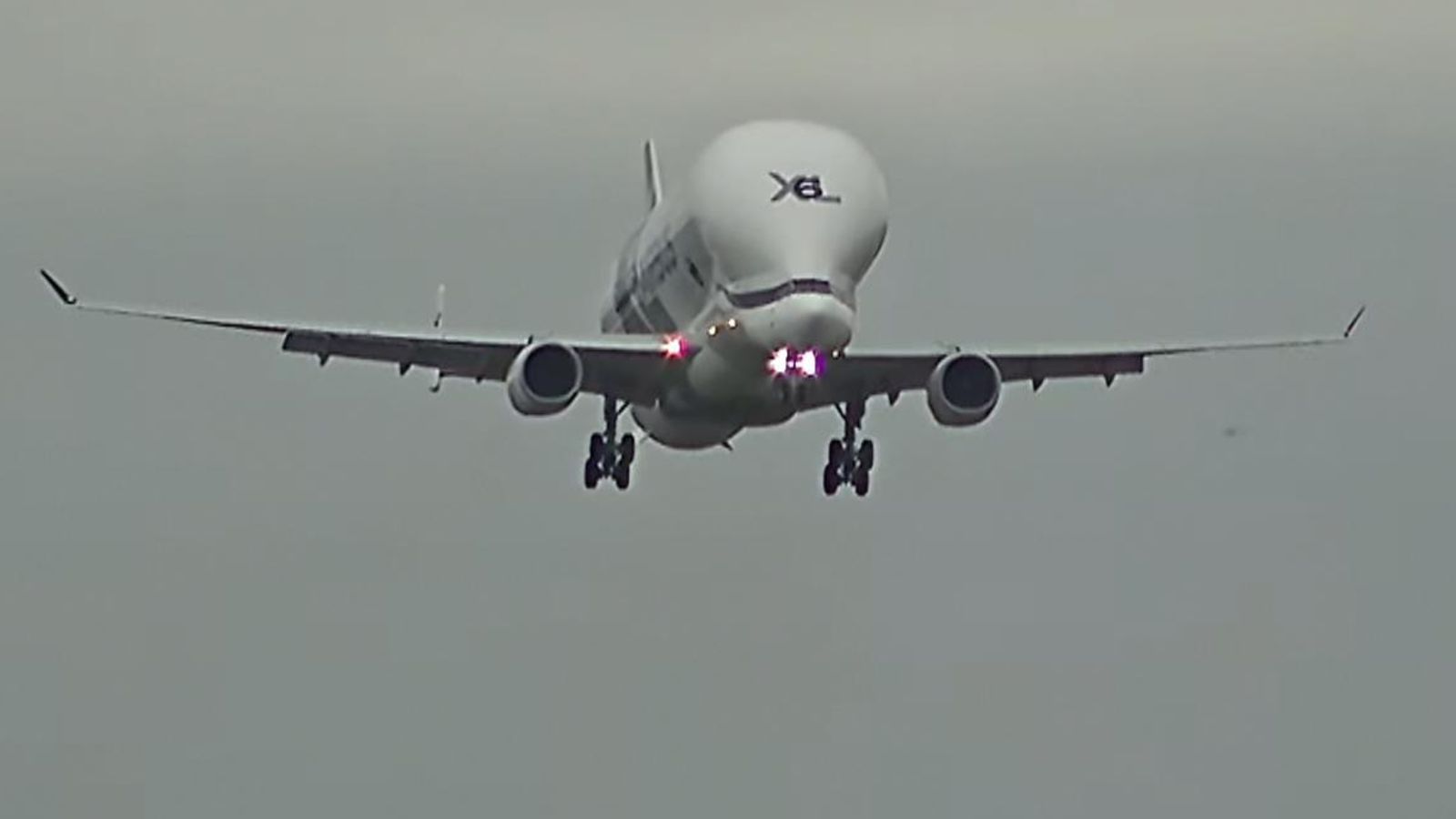 Airbus Beluga lands at London's Heathrow Airport | UK News | Sky News