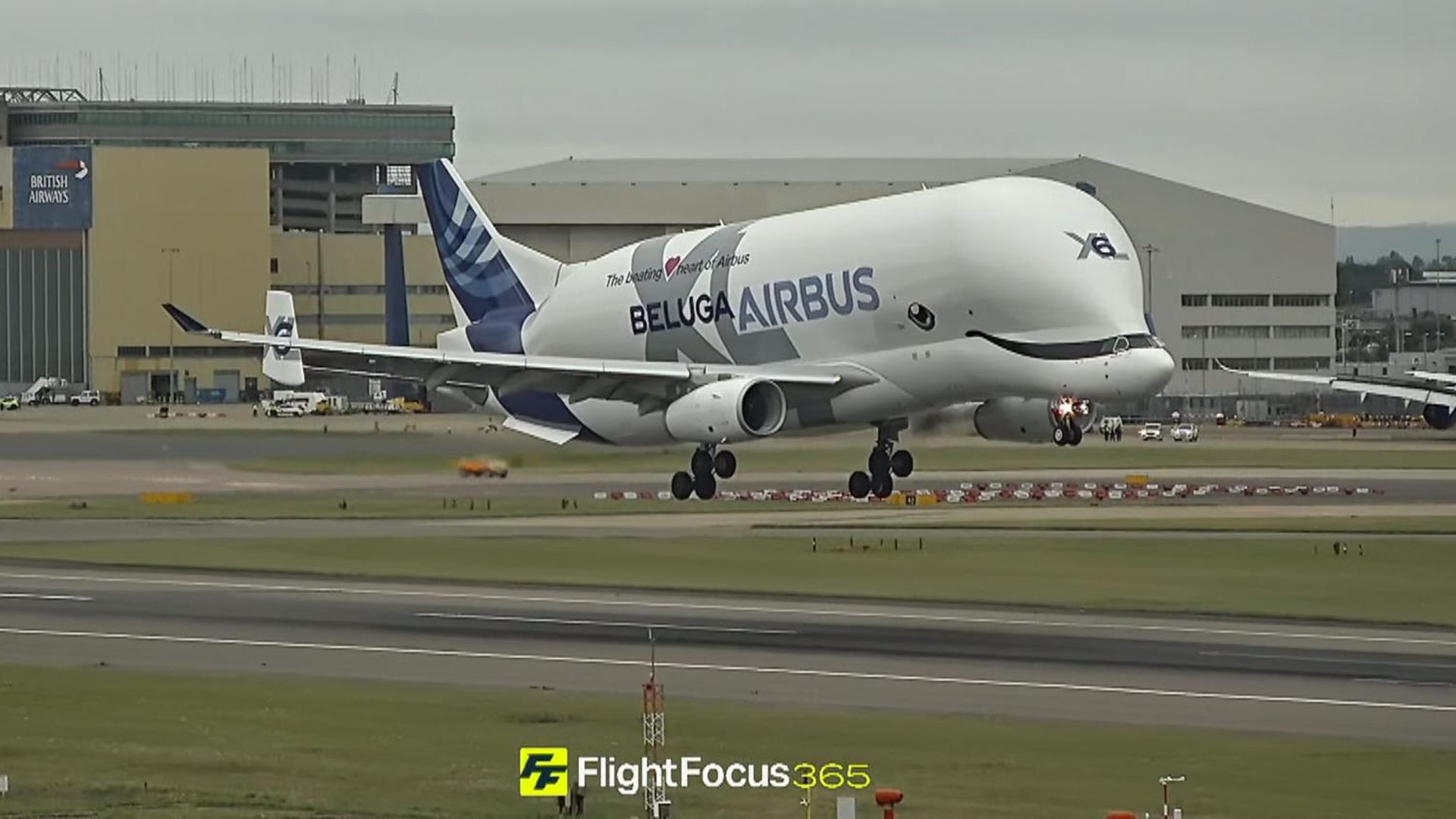 Unusually shaped plane lands at Heathrow Airport