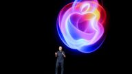 Apple chief executive Tim Cook on the stage. Pic: AP