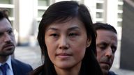 Former high-ranking New York state aide Linda Sun leaving court on Tuesday. Pic: AP