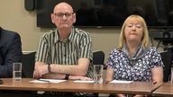 Peter and Florence Fanning, of Coatbridge, North Lanarkshire, speaking at a press conference in Edinburgh about the proceedings they have raised with the help of the Govan Law Centre against the Scottish Government and the UK Work and Pensions Secretary over the cut to the winter fuel payment. Picture date: Thursday September 26, 2024.