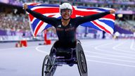 Hannah Cockroft celebrates winning gold in Paris. Pic: Reuters