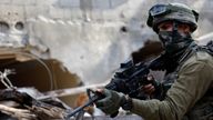 An IDF soldier in the Gaza Strip.
Pic: Reuters