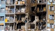 A view shows a damaged multi-storey residential building following an alleged Ukrainian drone attack in the course of Russia-Ukraine conflict, in Ramenskoye in the Moscow region, Russia September 10, 2024. REUTERS/Maxim Shemetov