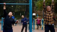 Elderly people exercise in the morning at a park in Beijing. File pic: Reuters
