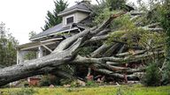 A large oak lies on a home after it fell due to Tropical Storm Helene in Anderson, South Carolina, U.S., September 27, 2024. Ken Ruinard/The Anderson Independent Mail/USA TODAY NETWORK via REUTERS THIS IMAGE HAS BEEN SUPPLIED BY A THIRD PARTY. NO RESALES. NO ARCHIVES. MANDATORY CREDIT.