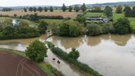 Horse riders make their way through flood water in Walton in Warwickshire. 35 flood warnings are in place across England on Tuesday morning. Parts of Bedfordshire, Oxfordshire, Warwickshire and Northamptonshire saw more than 100mm of rain in the last 48 hours. Picture date: Tuesday September 24, 2024.