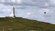 The Wright Brothers Monument sits atop Kill Devil Hill, at the Wright Brothers National Memorial in Kill Devil Hills, NC, on Thursday July 11, 2013. The Wright brothers have long been credited as the first to achieve powered flight. But in June, 2013, Connecticut Gov. Dannel P. Malloy signed a law giving credit to German-born aviator and Connecticut resident Gustave Whitehead. On Thursday, Oct. 24, 1013 lawmakers from both Ohio, where the Wright brothers were from, and North Carolina, where they