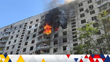 A view shows a site of a Russian air strike, amid Russia's attack on Ukraine, in Kharkiv. Pic: Reuters