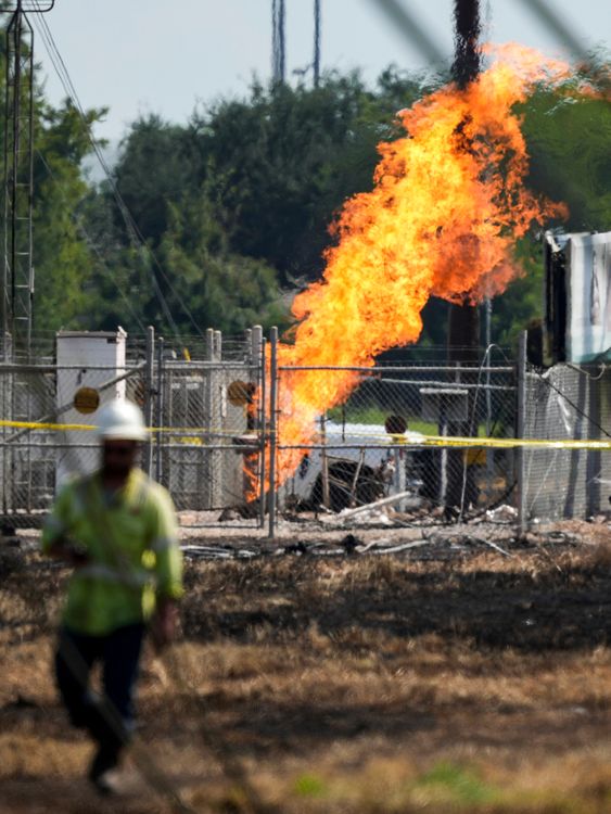 The fire pictured on Wednesday. Pic: AP