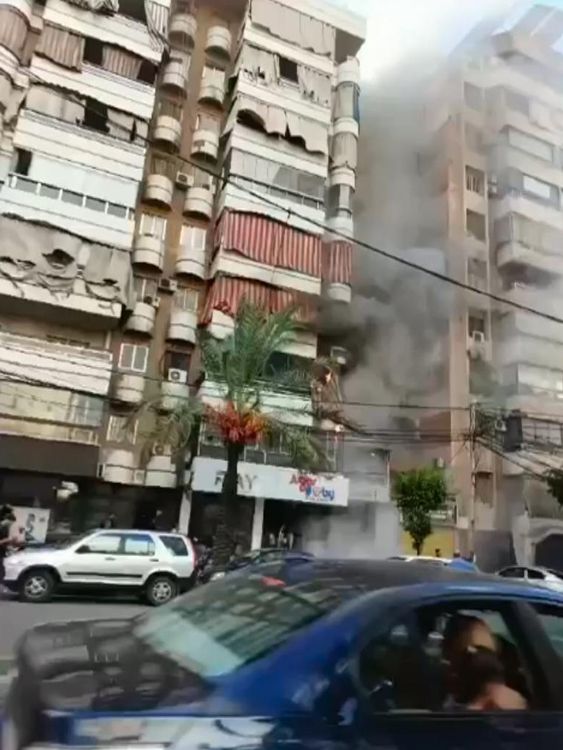 Buildings on fire in Lebanon on Wednesday as the country suffers a second-successive wave of explosions