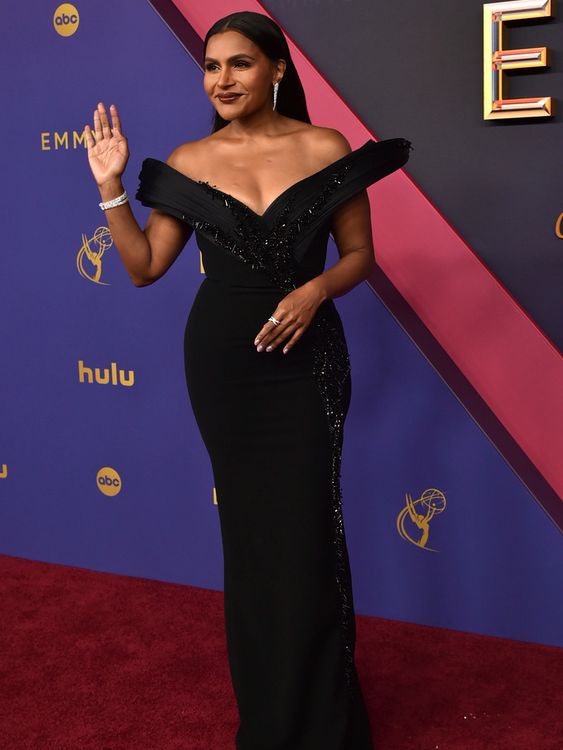 Mindy Kaling arrives at the 76th Primetime Emmy Awards on Sunday, Sept. 15, 2024, at the Peacock Theater in Los Angeles. (Photo by Richard Shotwell/Invision/AP)