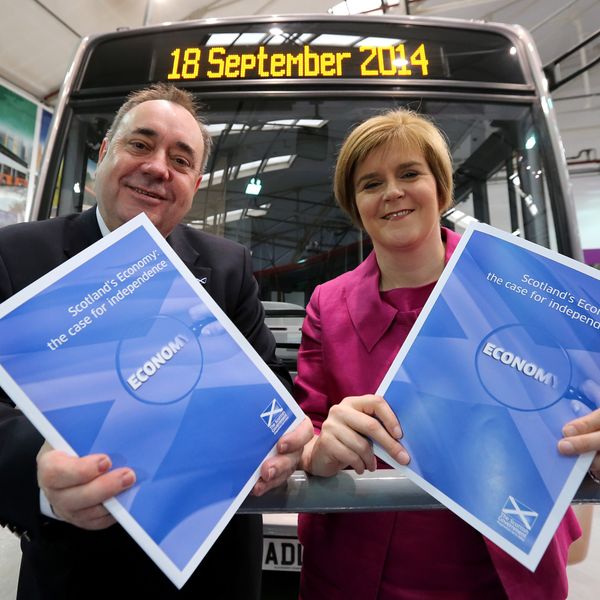 Scotland's First Minister Alex Salmond and Deputy First Minister Nicola Sturgeon they launch a paper today at Alexander Denis coach manufacturers outlining the nations key economic strength as an independent country.