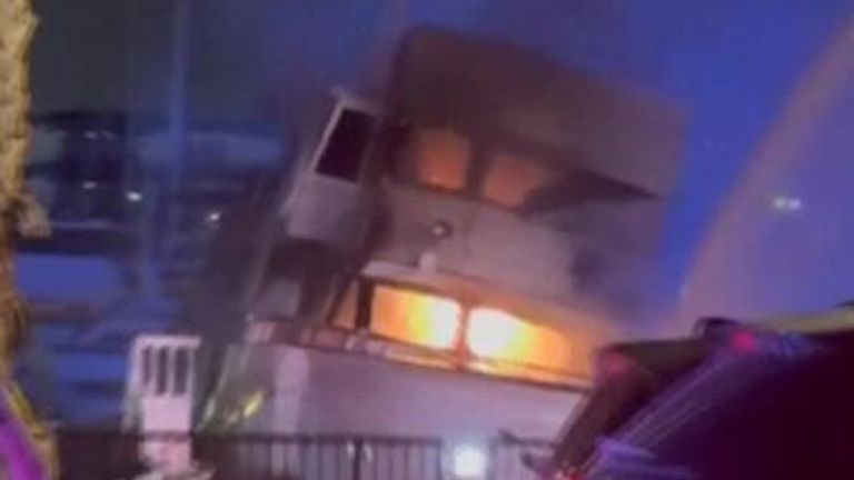 A 100-foot yacht moored at Marina Del Rey, California, was devoured by flames.