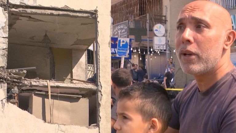 Residents and displaced people in Beirut react after strike in centre of city
