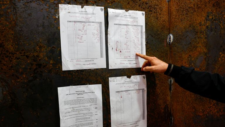 A closure order by the Israeli Army is put up on the door to the Ramallah Al Jazeera office, after the office was stormed and closed by Israeli forces, in Ramallah, in the Israeli-occupied West Bank, September 22, 2024. REUTERS/Mohammed Torokman