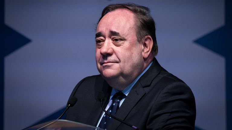 Alba leader Alex Salmond delivers a speech at the party's local government election manifesto launch at the Caird Hall, Dundee. Picture date: Tuesday April 19, 2022.