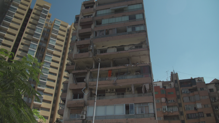 The apartment block targeted in the strike