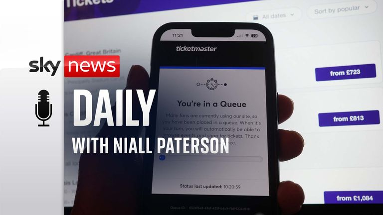 A person in a queue to access the Ticketmaster website on their phone, with the StubHub website in the background, detailing information about Oasis concert tickets for sale, in London. Oasis fans across the UK and Ireland who missed out on pre-sale 