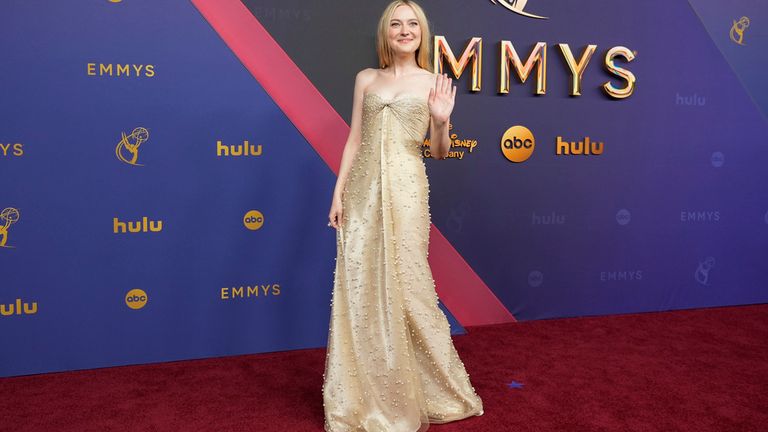 Dakota Fanning arrives at the 76th Primetime Emmy Awards on Sunday, Sept. 15, 2024, at the Peacock Theater in Los Angeles. (AP Photo/Jae C. Hong)