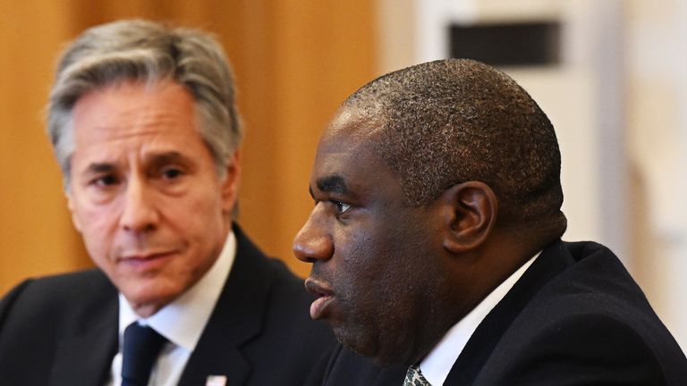 US Secretary of State Antony Blinken (centre) listens as Foreign Secretary David Lammy speaks, during the Fourth Crimea Platform Leaders Summit in Kyiv, Ukraine. Picture date: Wednesday September 11, 2024.