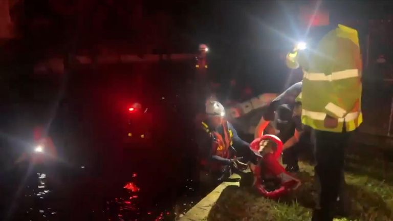 Emergency crews and firefighters rescued residents as Hurricane Helene hit Florida.