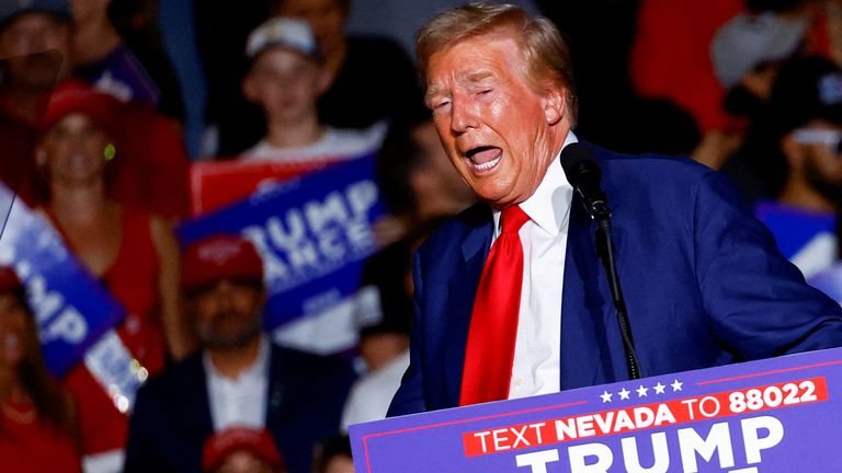 Donald Trump speaks at a rally in Las Vegas on September 13, 2024. Image: Reuters