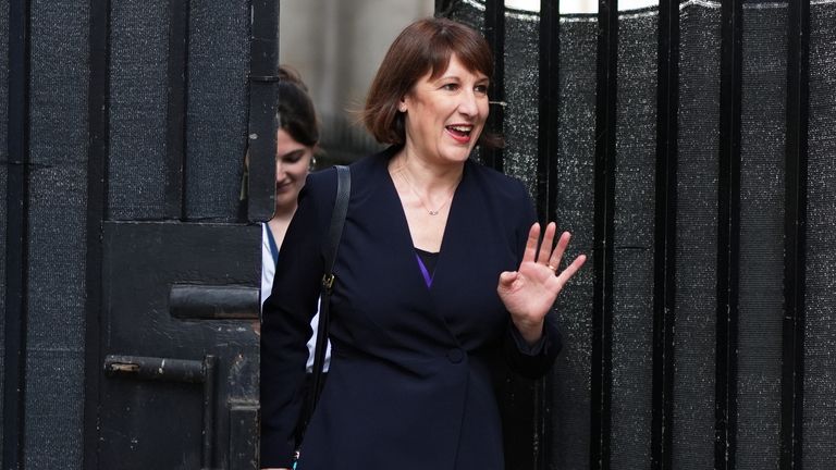 Rachel Reeves leaves Downing Street following a cabinet meeting. 
Pic: PA