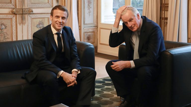 Emmanuel Macron and Michel Barnier
Pic: AP                                                                                                                         