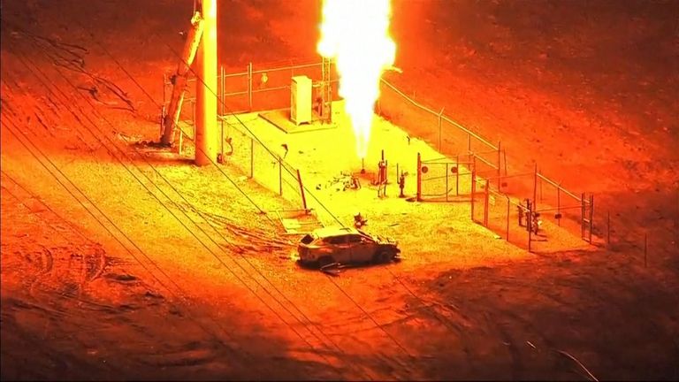 Authorities shut off natural gas from the pipeline after the fire broke out, but the blaze is continuing to burn because of the amount of gas that was already in the mains.