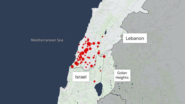 Satellite data showing thermal anomalies in Lebanon, 19-25 September. Source: NASA FIRMS