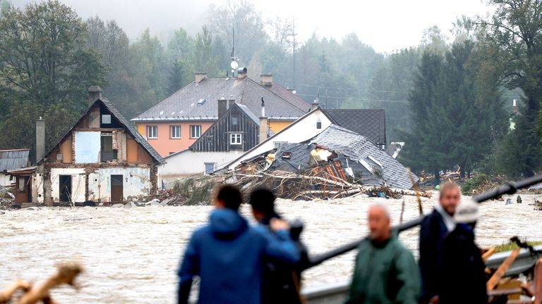 A view of a destroyed house, in the aftermath of flooding following heavy rainfalls, in Jesenik, Czech Republic.
Pic: PA