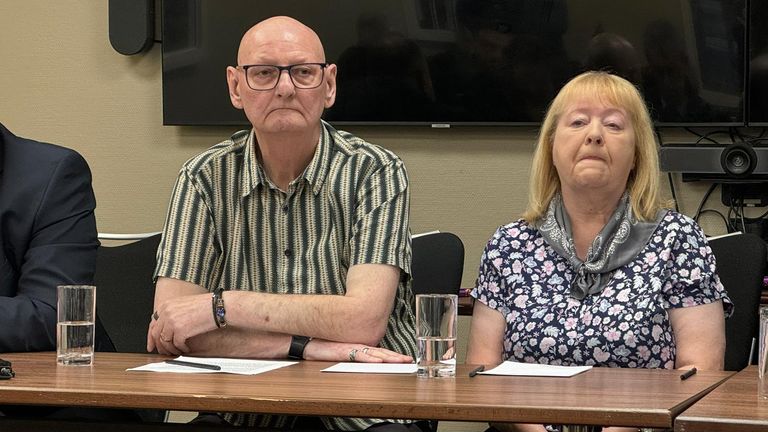 Peter and Florence Fanning, of Coatbridge, North Lanarkshire, speaking at a press conference in Edinburgh about the proceedings they have raised with the help of the Govan Law Centre against the Scottish Government and the UK Work and Pensions Secretary over the cut to the winter fuel payment. Picture date: Thursday September 26, 2024.