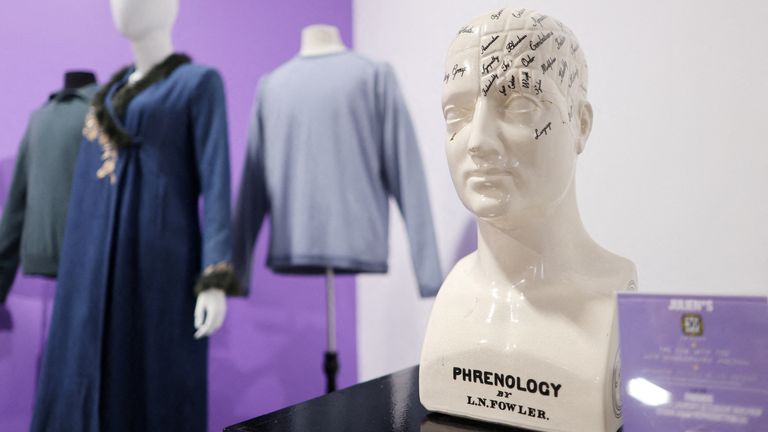 "Ross Geller" phrenology head sculpture is displayed as Julien's Auctions hosts Friends: "The One with the 30th Anniversary Auction", starting September 23 10am PDT, Gardena, California, U.S. September 16, 2024. REUTERS/David Swanson
