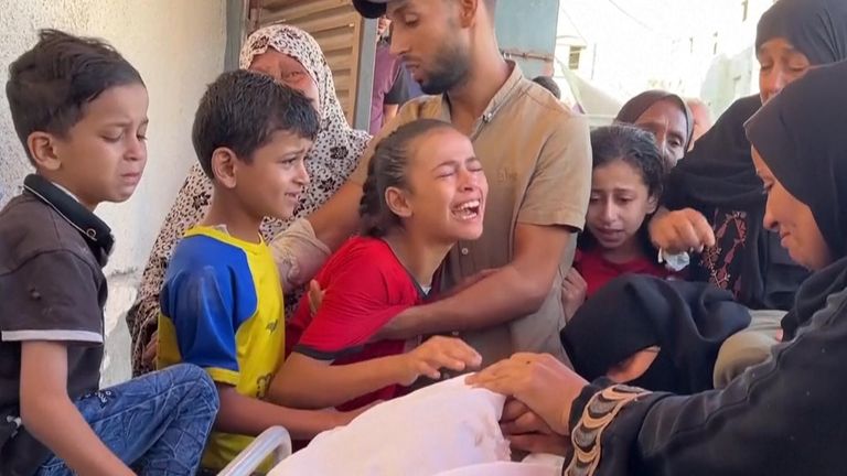 Father mourned by distraught family as hospital in central Gaza receives 10 bodies
