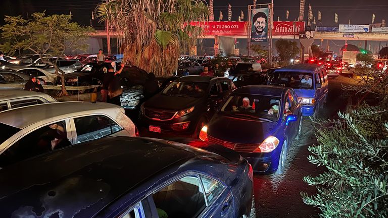 Gridlocked streets in Ghaziyeh